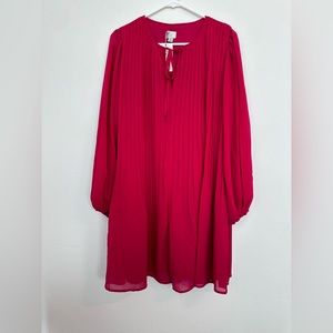 Women’s red, pleated swing dress size M